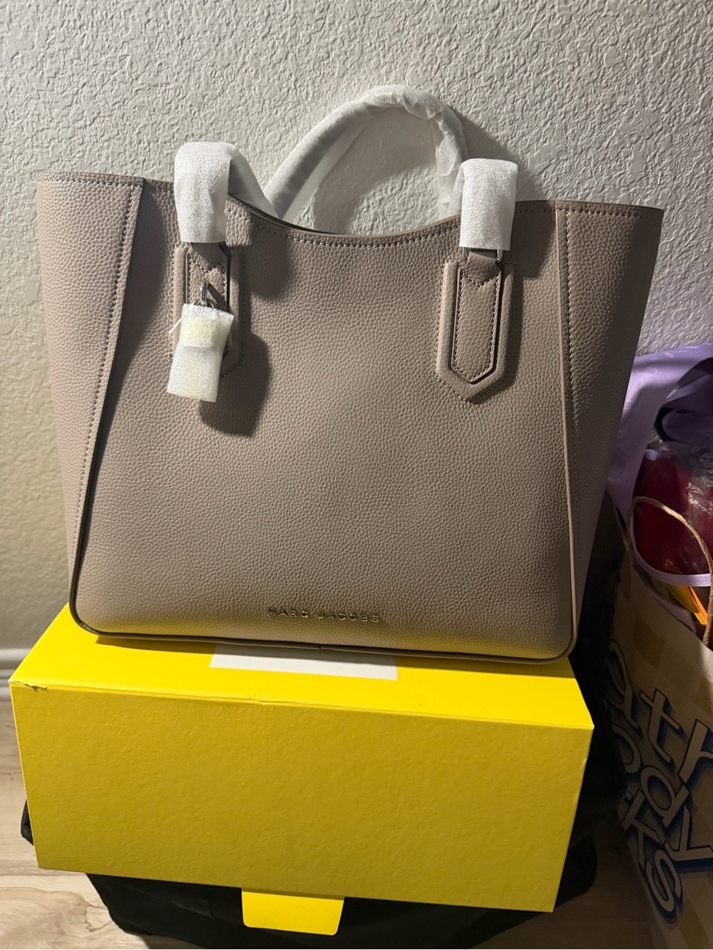 Marc Jacobs Pebbled Leather Tote in Taupe Gray